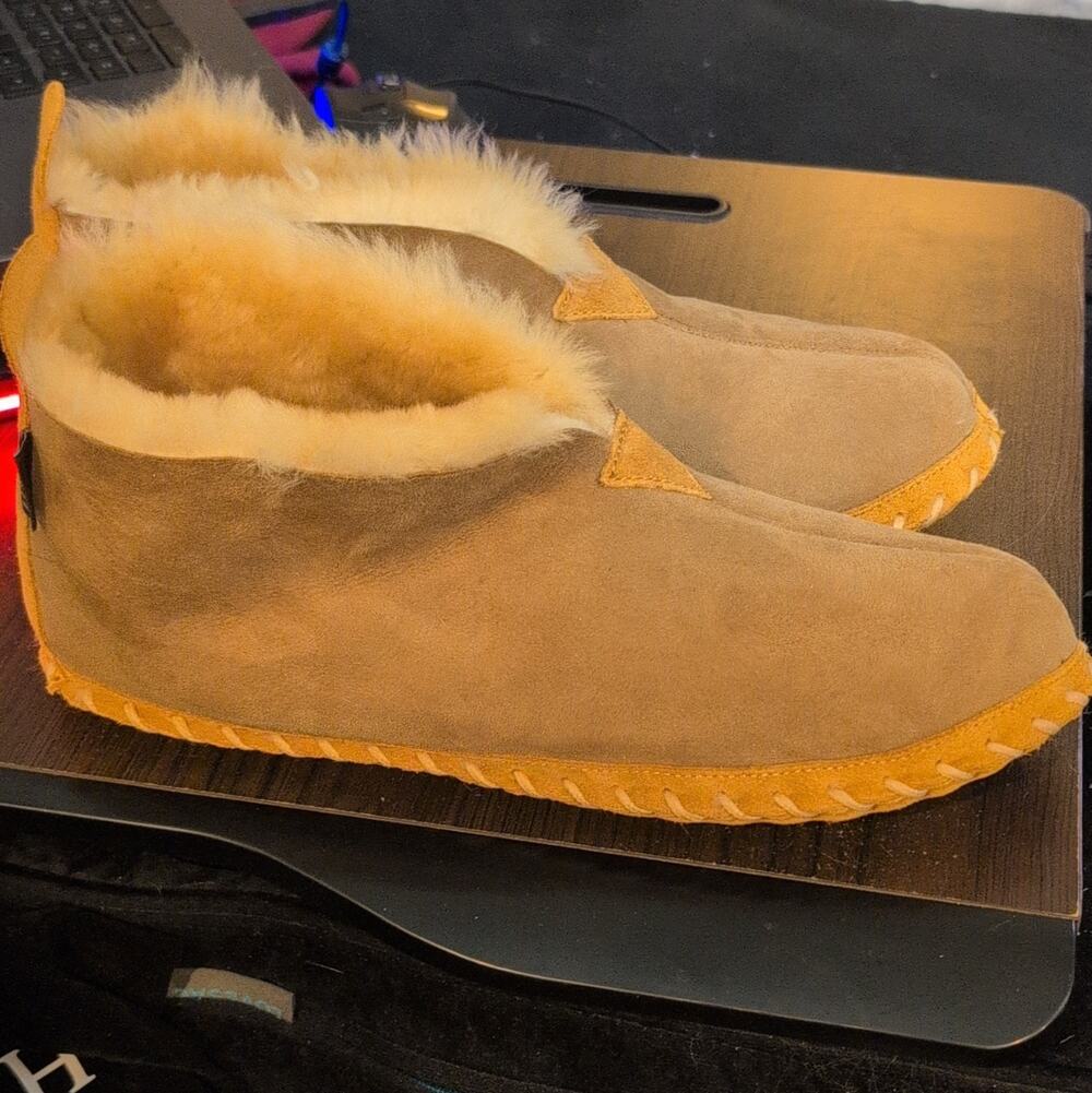 L.L.Bean Suede Lined Bootie Slippers Slip-On Brown/Beige Men’s 13 M